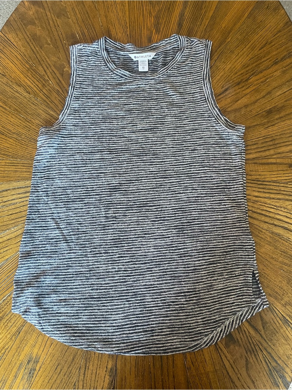Athleta Navy and White Striped Sleeveless Tank